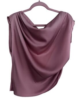 SHEIN Baby Pink Draped Cowl Neck Sleeveless Blouse